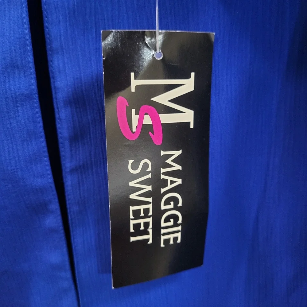 VTG 90's Maggie Sweet 1XP Royal Blue Textured Blazer Heart Hook Evening Gala